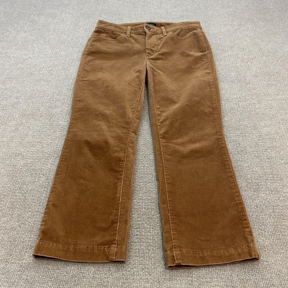 Talbots Corduroy Pants Womens 2P Crop Brown Straight Leg Stretch 22" Inseam